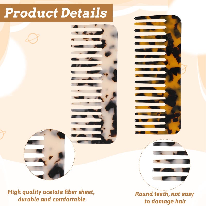 Larrel 2 Pcs Travel Comb, Portable Mini Wide Tooth Comb No Handle Pocket Size Combs for Women for Thick Curly Wavy Wet and Dry Hair (Beige, Tortoise Shell) - Image 3
